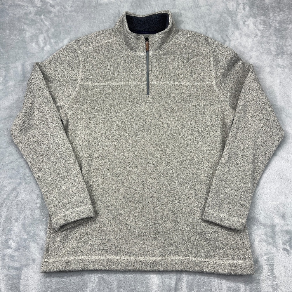 G.H. Bass & Co Sweatshirt Mens XL Gray Fleece Lined Long Sleeve 1/4 Zip Pullover